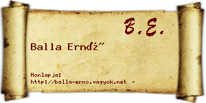 Balla Ernő névjegykártya